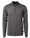 Louisville Cardinals College Vault Cutter & Buck Virtue Eco Pique Micro Stripe Recycled Mens Big & Tall Quarter Zip Black/Elemental Grey Mannequin Thumbnail Image