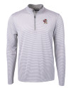 Louisville Cardinals College Vault Cutter & Buck Virtue Eco Pique Micro Stripe Recycled Mens Big & Tall Quarter Zip Polished/White Mannequin Thumbnail Image