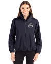 Utah State Aggies College Vault Cutter & Buck Charter Eco Recycled Womens Anorak Jacket Navy Blue Front Thumbnail Image