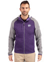 Kansas State Wildcats Cutter & Buck Mainsail Full Zip Hooded Mens Jacket College Purple Heather/Polished Heather Front Thumbnail Image