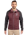 Mississippi State Bulldogs Vintage Cutter & Buck Mainsail Full Zip Hooded Mens Jacket Bordeaux Heather/Charcoal Heather Front Thumbnail Image