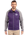 Texas Christian Horned Frogs College Vault Cutter & Buck Mainsail Full Zip Hooded Mens Jacket College Purple Heather/Polished Heather Front Thumbnail Image