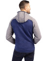Pitt Panthers Cutter & Buck Mainsail Full Zip Hooded Mens Jacket Tour Blue Heather/Polished Heather Back Thumbnail Image