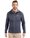 Pepperdine Waves Cutter & Buck Mainsail Full Zip Hooded Mens Jacket Liberty Navy Heather Front Thumbnail Image