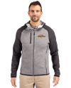 Pepperdine Waves Cutter & Buck Mainsail Full Zip Hooded Mens Jacket Polished Heather/Charcoal Heather Front Thumbnail Image