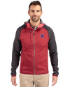 Louisiana Tech Bulldogs Cutter & Buck Mainsail Full Zip Hooded Mens Jacket Cardinal Red Heather/Charcoal Heather Front Thumbnail Image