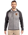 Tuskegee Golden Tigers Cutter & Buck Mainsail Full Zip Hooded Mens Jacket Polished Heather/Charcoal Heather Front Thumbnail Image