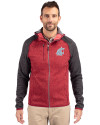 Washington State Cougars Cutter & Buck Mainsail Full Zip Hooded Mens Jacket Cardinal Red Heather/Charcoal Heather Front Thumbnail Image