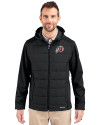 Utah Utes Cutter & Buck Evoke Hybrid Eco Softshell Recycled Full Zip Mens Big & Tall Hooded Jacket Black Front Thumbnail Image