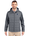 Xavier Musketeers Cutter & Buck Evoke Hybrid Eco Softshell Recycled Full Zip Mens Big & Tall Hooded Jacket Elemental Grey Front Thumbnail Image