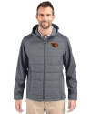 View image 4: Oregon State Beavers Cutter & Buck Evoke Recycled HoneycombFleece Mens Big & Tall Hybrid Full Zip Jacket Elemental Grey Front