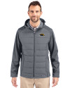 Southern Miss Golden Eagles Cutter & Buck Evoke Hybrid Eco Softshell Recycled Full Zip Mens Big & Tall Hooded Jacket Elemental Grey Front Thumbnail Image