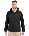 Seton Hall Pirates Cutter & Buck Evoke Hybrid Eco Softshell Recycled Full Zip Mens Big & Tall Hooded Jacket Black Front Thumbnail Image