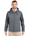 Seton Hall Pirates Cutter & Buck Evoke Hybrid Eco Softshell Recycled Full Zip Mens Big & Tall Hooded Jacket Elemental Grey Front Thumbnail Image
