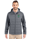 Tulane Green Wave College Vault Cutter & Buck Evoke Hybrid Eco Softshell Recycled Full Zip Mens Big & Tall Hooded Jacket Elemental Grey Front Thumbnail Image