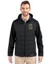 Wichita State Shockers College Vault Cutter & Buck Evoke Hybrid Eco Softshell Recycled Full Zip Mens Big & Tall Hooded Jacket Black Front Thumbnail Image