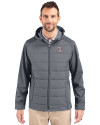 Texas Southern Tigers Cutter & Buck Evoke Hybrid Softshell Recycled Full Zip Mens Hooded Jacket Elemental Grey Front Thumbnail Image