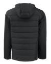 South Florida Bulls Cutter & Buck Evoke Hybrid Softshell Recycled Full Zip Mens Hooded Jacket Black Mannequin Back Thumbnail Image
