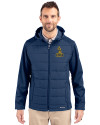 Northern Arizona Lumberjacks College Vault Cutter & Buck Evoke Hybrid Softshell Recycled Full Zip Mens Hooded Jacket Navy Blue Front Thumbnail Image