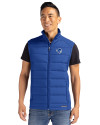 Seton Hall Pirates Cutter & Buck Evoke Hybrid Softshell Recycled Mens Full Zip Vest Tour Blue Front Thumbnail Image