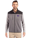 Washington Huskies Cutter & Buck Cascade Eco Fleece Mens Vest Elemental Grey/Black Front Thumbnail Image