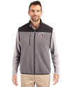 Mississippi State Bulldogs Vintage Cutter & Buck Cascade Eco Fleece Mens Vest Elemental Grey/Black Front Thumbnail Image