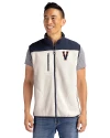 Virginia Hoos College Vault Cutter & Buck Cascade Eco Fleece Mens Vest Shell/Navy Blue Front Thumbnail Image