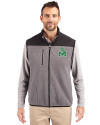 Marshall Thundering Herd College Vault Cutter & Buck Cascade Eco Fleece Mens Vest Elemental Grey/Black Front Thumbnail Image
