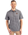 Harvard Crimson Cutter & Buck Forge Eco Heather Stripe Stretch Recycled Mens Big & Tall Polo Black Heather Front Thumbnail Image