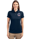 Chicago Cubs Stars & Stripes Cutter & Buck Advantage Eco Tri-Blend Pique Womens Polo Liberty Navy Front Thumbnail Image