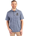 Utah State Aggies College Vault Cutter & Buck Forge Eco Heather Stripe Stretch Recycled Mens Big & Tall Polo Navy Blue Heather Front Thumbnail Image