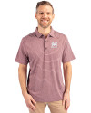 Morehouse Maroon Tigers Cutter & Buck Forge Eco Heather Stripe Stretch Recycled Mens Polo Bordeaux Heather Front Thumbnail Image