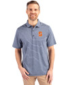 Syracuse Orange Cutter & Buck Forge Eco Heather Stripe Stretch Recycled Mens Polo Navy Blue Heather Front Thumbnail Image
