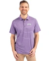 TCU Horned Frogs Cutter & Buck Forge Eco Heather Stripe Stretch Recycled Mens Polo College Purple Heather Front Thumbnail Image