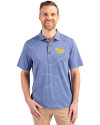 Pitt Panthers Cutter & Buck Forge Eco Heather Stripe Stretch Recycled Mens Polo Tour Blue Heather Front Thumbnail Image