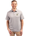 Navy Midshipmen Cutter & Buck Forge Eco Stretch Recycled Mens Polo Polished Medium Gray Front Thumbnail Image