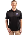 Northwestern Wildcats College Vault Cutter & Buck Forge Eco Stretch Recycled Mens Polo Black Front Thumbnail Image