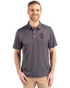 Southern Illinois Salukis College Vault Cutter & Buck Pike Eco Symmetry Print Stretch Recycled Mens Big & Tall Polo Black/White Front Thumbnail Image