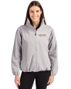 UOP Tigers Cutter & Buck Charter Eco Recycled Womens Full-Zip Jacket Polished Medium Gray Front Thumbnail Image