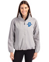 Indiana State Sycamores Cutter & Buck Charter Eco Recycled Womens Full-Zip Jacket Polished Medium Gray Front Thumbnail Image