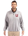 Utah Utes College Vault Cutter & Buck Charter Eco Recycled Mens Full-Zip Jacket Polished Medium Gray Front Thumbnail Image