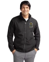 Wichita State Shockers College Vault Cutter & Buck Charter Eco Recycled Mens Full-Zip Jacket Black Front Thumbnail Image