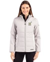 Navy Midshipmen Cutter & Buck Evoke Hybrid Softshell Recycled Full Zip Womens Hooded Jacket CONCRETE Front Thumbnail Image