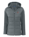 Florida State Seminoles Cutter & Buck Evoke Hybrid Softshell Recycled Full Zip Womens Hooded Jacket Elemental Grey Mannequin Thumbnail Image