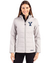 Yale Bulldogs Cutter & Buck Evoke Hybrid Softshell Recycled Full Zip Womens Hooded Jacket CONCRETE Front Thumbnail Image