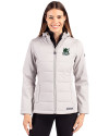 Portland State Vikings College Vault Cutter & Buck Evoke Hybrid Softshell Recycled Full Zip Womens Hooded Jacket CONCRETE Front Thumbnail Image