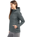 Portland State Vikings College Vault Cutter & Buck Evoke Hybrid Softshell Recycled Full Zip Womens Hooded Jacket Elemental Grey Side Thumbnail Image