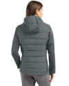 Portland State Vikings College Vault Cutter & Buck Evoke Hybrid Softshell Recycled Full Zip Womens Hooded Jacket Elemental Grey Back Thumbnail Image
