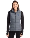 Georgetown Hoyas Cutter & Buck Evoke Hybrid Softshell Recycled Womens Full Zip Vest Elemental Grey Front Thumbnail Image