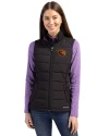 View image 1: Oregon State Beavers Cutter & Buck Evoke Recycled Honeycomb Fleece Womens Hybrid Full Zip Vest Black Front
